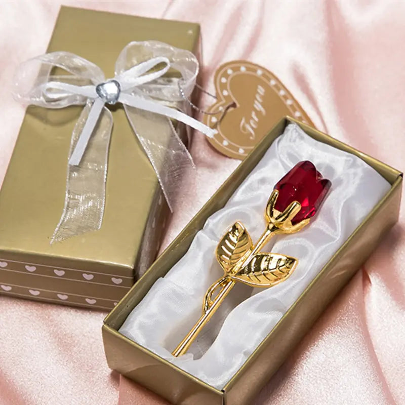 Crystal Glass Rose + gift box